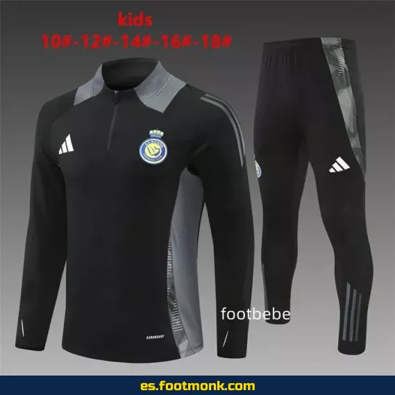 Chaqueta de Entrenamiento Al-Nassr Niños 2024-2025 Negra – Camisetas de Fútbol Oficiales