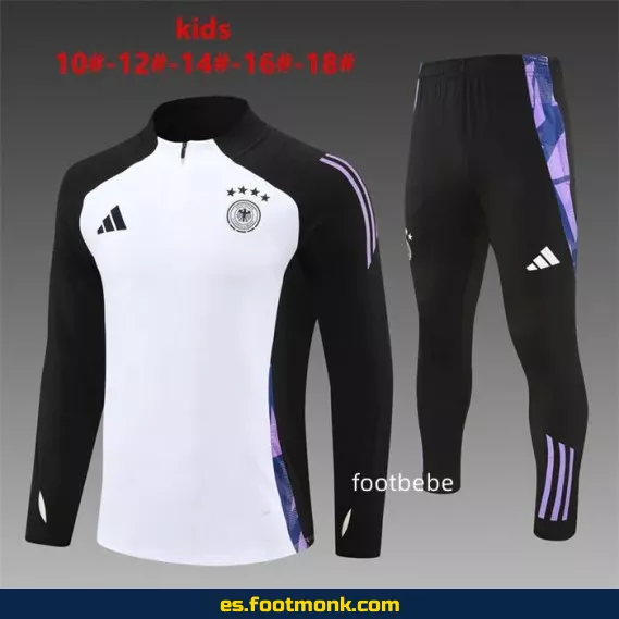 Chaqueta de Entrenamiento Alemania Niños 2024-2025 Media Cremallera Blanca – Camisetas de Fútbol Oficiales
