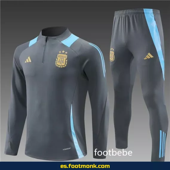 Sudadera Argentina 2024-2025 Media Cremallera Gris Oscuro – Edición Oficial
