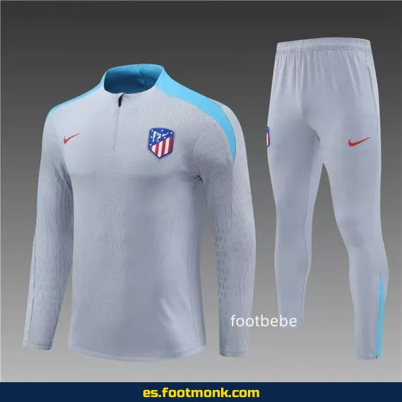 Sudadera Oficial Atlético Madrid 2024-2025 Gris - Camisetas de Fútbol de Equipos