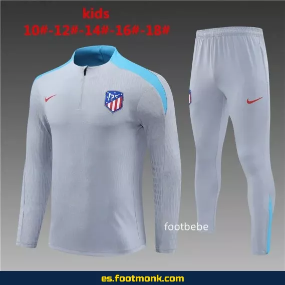 Chaqueta de Entrenamiento Atlético Madrid Niños 2024-2025 Gris – Camisetas de Fútbol Oficiales