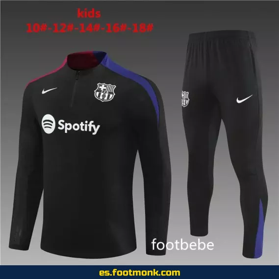 Chándal Barcelona Infantil 2024-2025 Negro – Camisetas de Fútbol para Niños