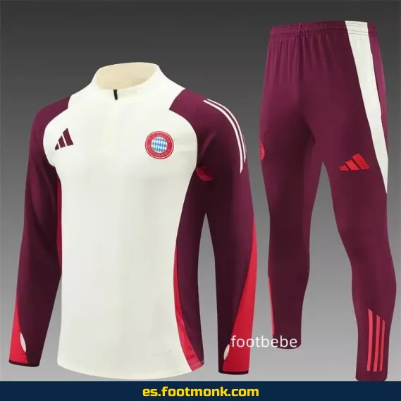 Chaqueta de Entrenamiento Bayern Munich 2024-2025 Media Cremallera Blanca – Camisetas de Fútbol Oficiales