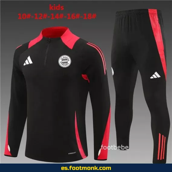 Chaqueta de Entrenamiento Bayern Munich Niños 2024-2025 Media Cremallera Negra – Camisetas de Fútbol Oficiales