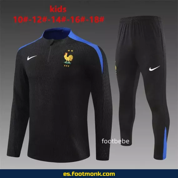 Chaqueta de Entrenamiento de la Selección de Francia para Niños 2024-2025 - Negra - Edición Oficial