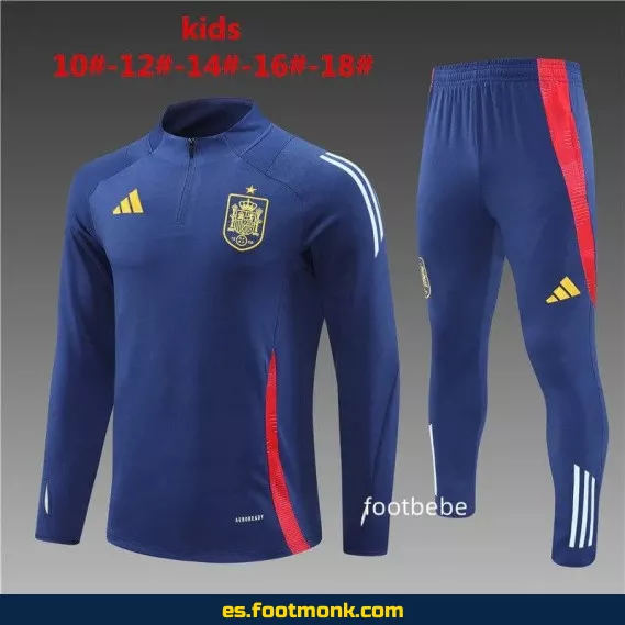 Chaqueta de Entrenamiento España Niños 2024-2025 Azul Rey – Camisetas de Fútbol Oficiales