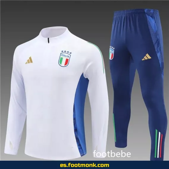 Chaqueta de Entrenamiento Italia 2024-2025 Media Cremallera Blanca - Edición Oficial