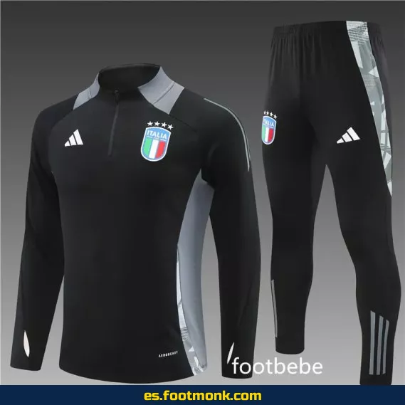 Sudadera Italia 2024-2025 Media Cremallera Negra – Camisetas de Fútbol Oficiales