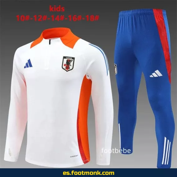 Sudadera Japón Niños 2024-2025 Media Cremallera Blanca – Camisetas de Fútbol Personalizadas y Colecciones Exclusivas