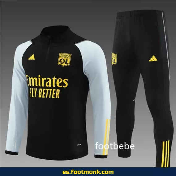 Sudadera Lyon 2023-2024 Media Cremallera Negra - Edición Oficial de Fútbol