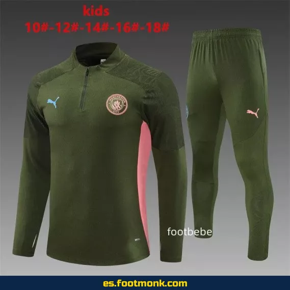 Chaqueta de entrenamiento Manchester City Niños 2024-2025 Verde militar – Camisetas de fútbol oficiales