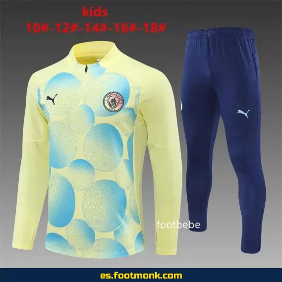 Chaqueta de Entrenamiento Manchester City Niños 2024-2025 Amarillo Claro – Camisetas de Fútbol Oficiales