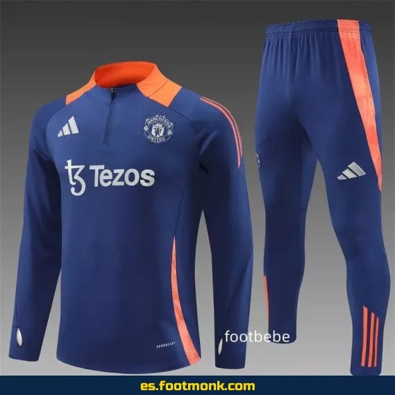 Sudadera Manchester United 2024-2025 Media Cremallera Azul Real – Edición Oficial