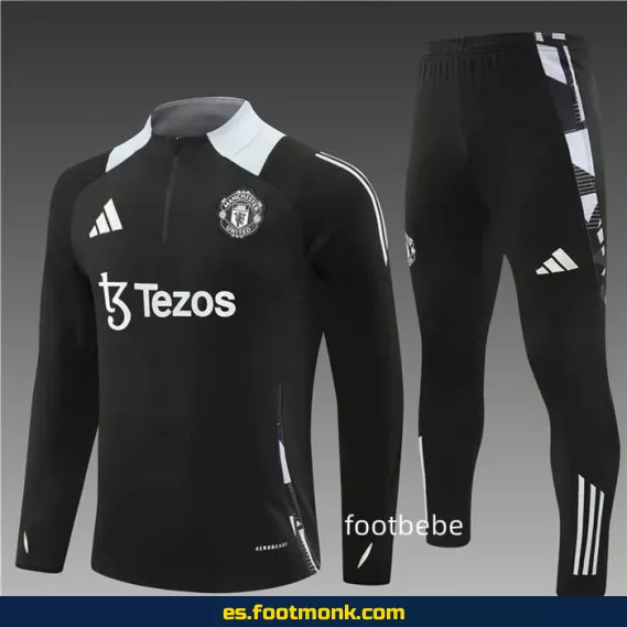 **Chaqueta de Entrenamiento Manchester United 2024-2025 Media Cremallera Negra – Camisetas de Fútbol Oficiales**