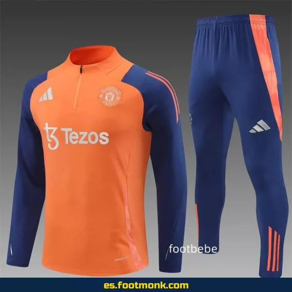 Sudadera Manchester United 2024-2025 Media Cremallera Naranja – Camisetas de Fútbol Oficiales