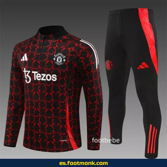 Sudadera Manchester United 2024-2025 Media Cremallera Rojo y Negro – Camisetas de Fútbol Oficiales