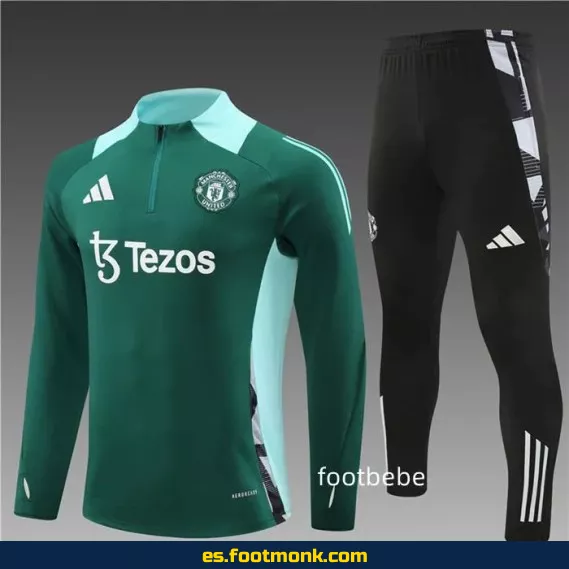 **Sudadera Manchester United 2024-2025 Media Cremallera Verde – Camisetas de Fútbol Oficiales**