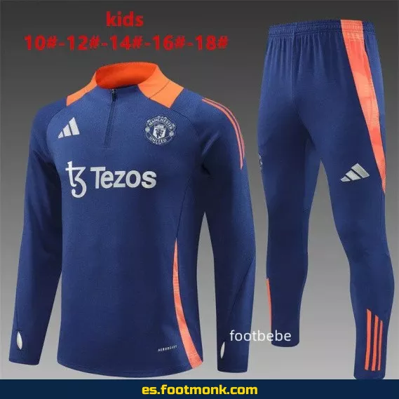 Chaqueta de Entrenamiento Manchester United Niños 2024-2025 Azul Real – Camisetas de Fútbol Oficiales para Niños