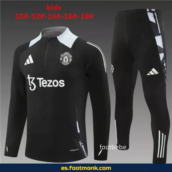 **Chaqueta de entrenamiento Manchester United para niños 2024-2025 - Negra - Camisetas de fútbol oficiales**