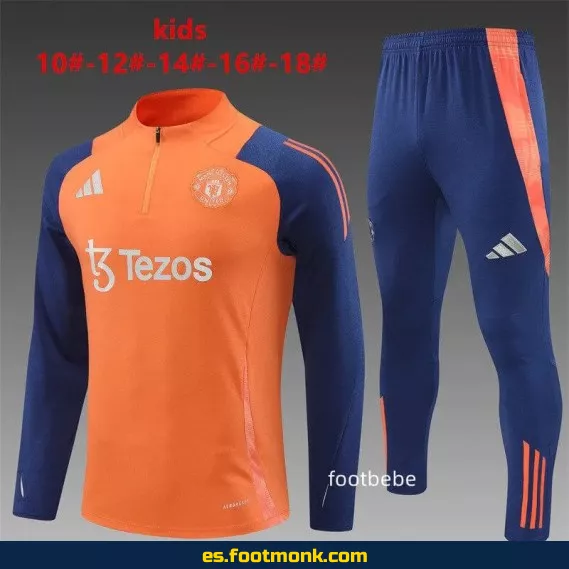 Chaqueta de Entrenamiento Manchester United Niños 2024-2025 Naranja – Camisetas de Fútbol Oficiales