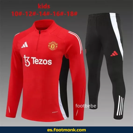 Chaqueta de Entrenamiento Manchester United Niños 2024-2025 Roja – Camisetas de Fútbol Oficiales