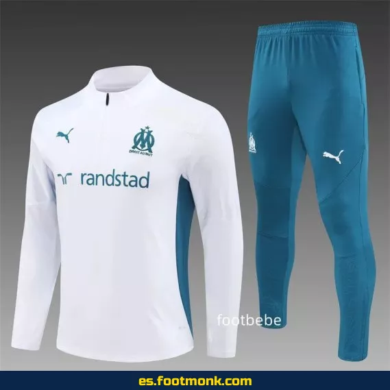 Sudadera OM Marseille 2024-2025 Media Cremallera Blanca – Camisetas de Fútbol Oficiales
