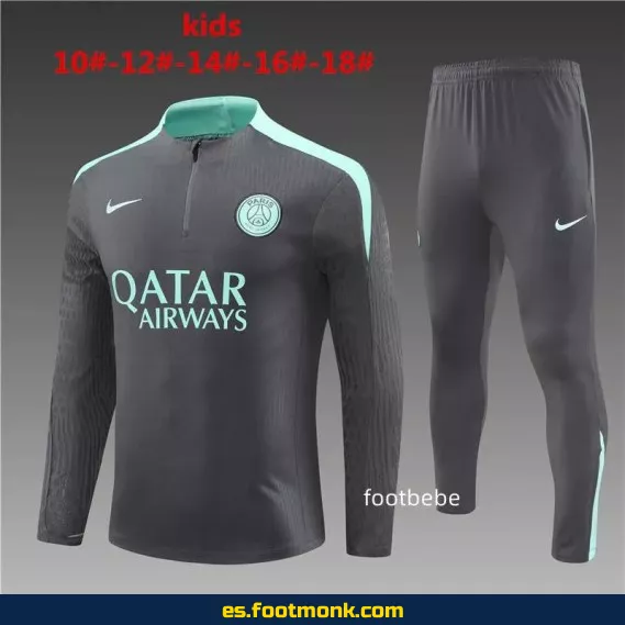 Chaqueta de Entrenamiento PSG Niños 2024-2025 Gris Oscuro – Camisetas de Fútbol Oficiales