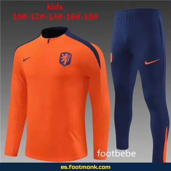 **Chaqueta de Fútbol de Países Bajos para Niños 2024-2025 Naranja – Camiseta Oficial Edición Especial**