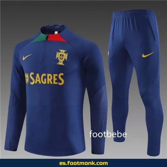 Chaqueta de Entrenamiento Portugal 2023-2024 Media Cremallera Azul Real – Camisetas de Fútbol Oficiales