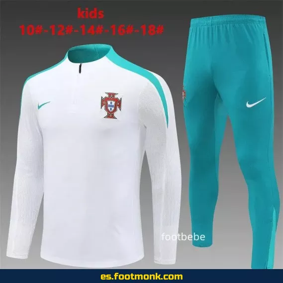 Chaqueta de Fútbol Portugal Niños 2024-2025 Blanca – Camisetas de Fútbol para Niños, Selecciones Oficiales