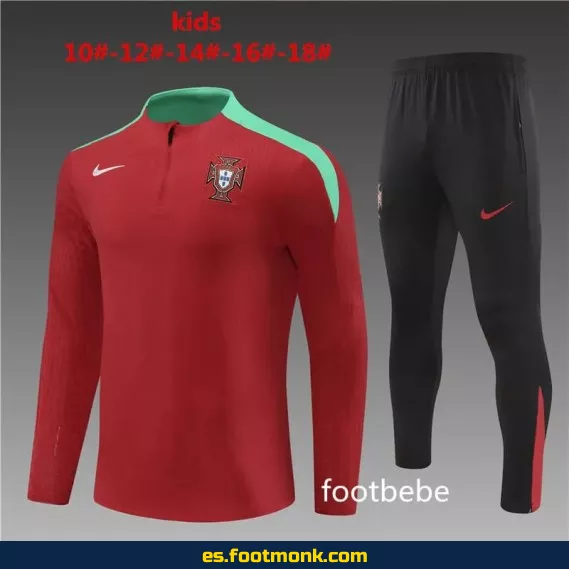 Chaqueta de Entrenamiento Portugal Niños 2024-2025 Roja – Camisetas de Fútbol para Niños