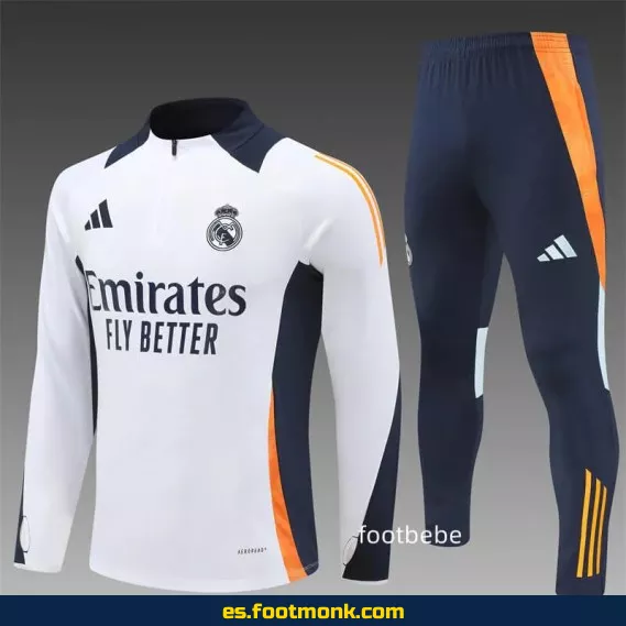 Chándal Real Madrid 2024-2025 Media Cremallera Blanco – Camisetas de Fútbol Oficiales