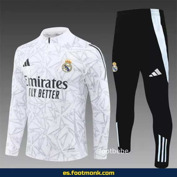 Sudadera Real Madrid 2024-2025 Media Cremallera Blanco – Camisetas de Fútbol Oficiales