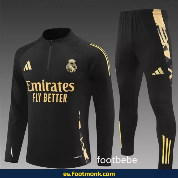 Sudadera Real Madrid 2024-2025 Media Cremallera Negra – Camisetas de Fútbol Oficiales