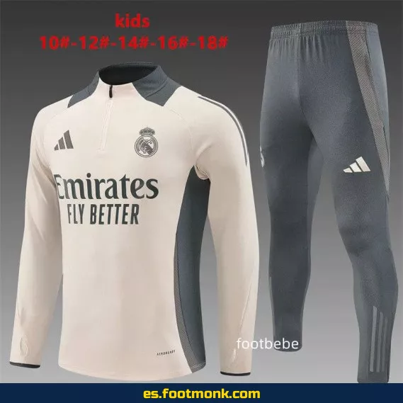 Chaqueta Real Madrid Niños 2024-2025 Media Cremallera Color Melocotón – Camisetas de Fútbol Oficiales